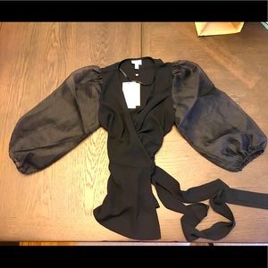 Black puffy sleeve blouse